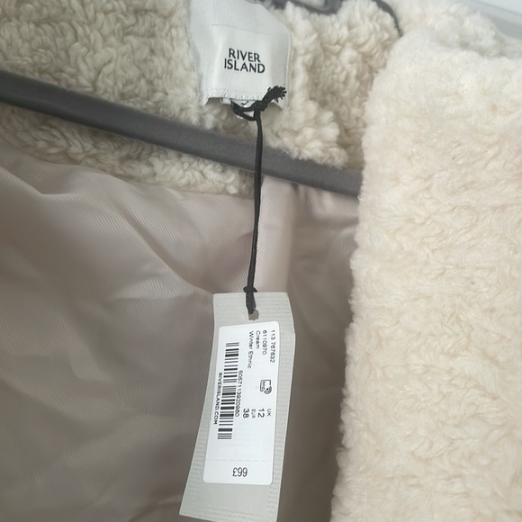 Long Cream Teddy River Island Coat - Picture 2 of 2